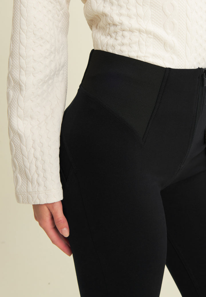 (WRUP4HF2522-N) Organic Cotton Heavy Jersey stretch Skinny Ankle length Black pant