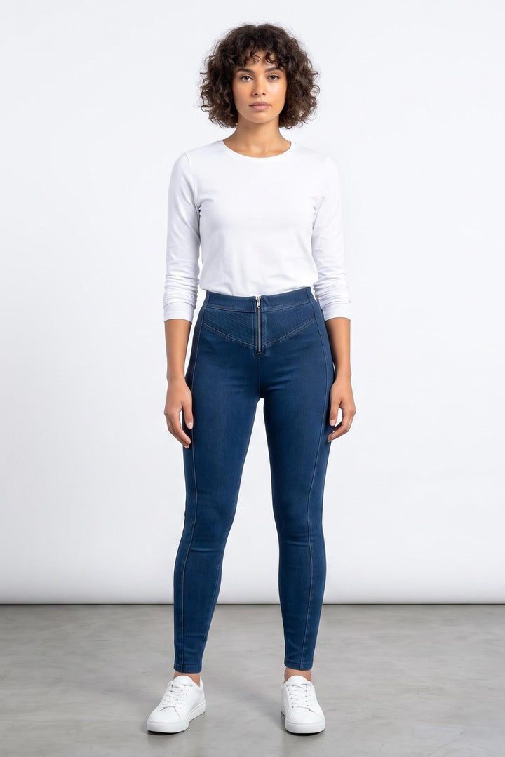 (WRUP4HF2574-J0B) Denim stretch Biologisch katoen Skinny Enkellengte Blauwe spijkerbroek