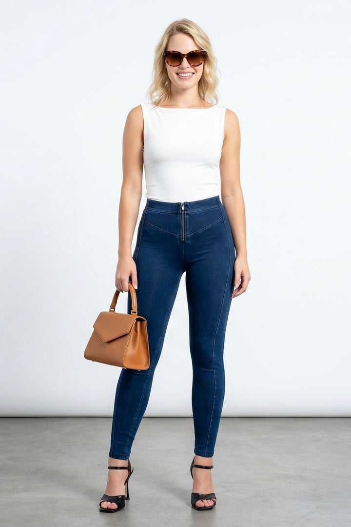 (WRUP4HF2574-J0B) Denim stetch Organic cotton Skinny Ankle length Blue Denim pant