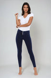 (WRUP1MC002-J0B) WR.UP® MID-WAIST SKINNY-FIT BLUE PANTS IN STRETCH DENIM