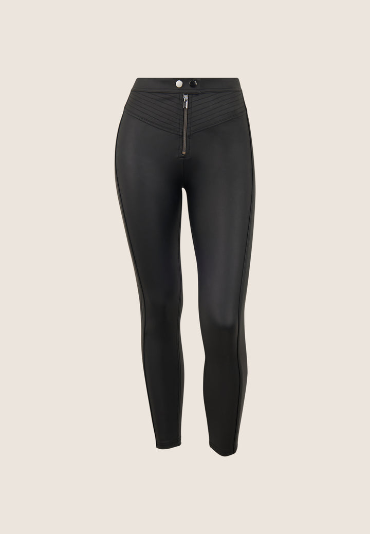 ( WRUP4RMF2512-N) Recycled faux leather Skinny Ankle length Black pant