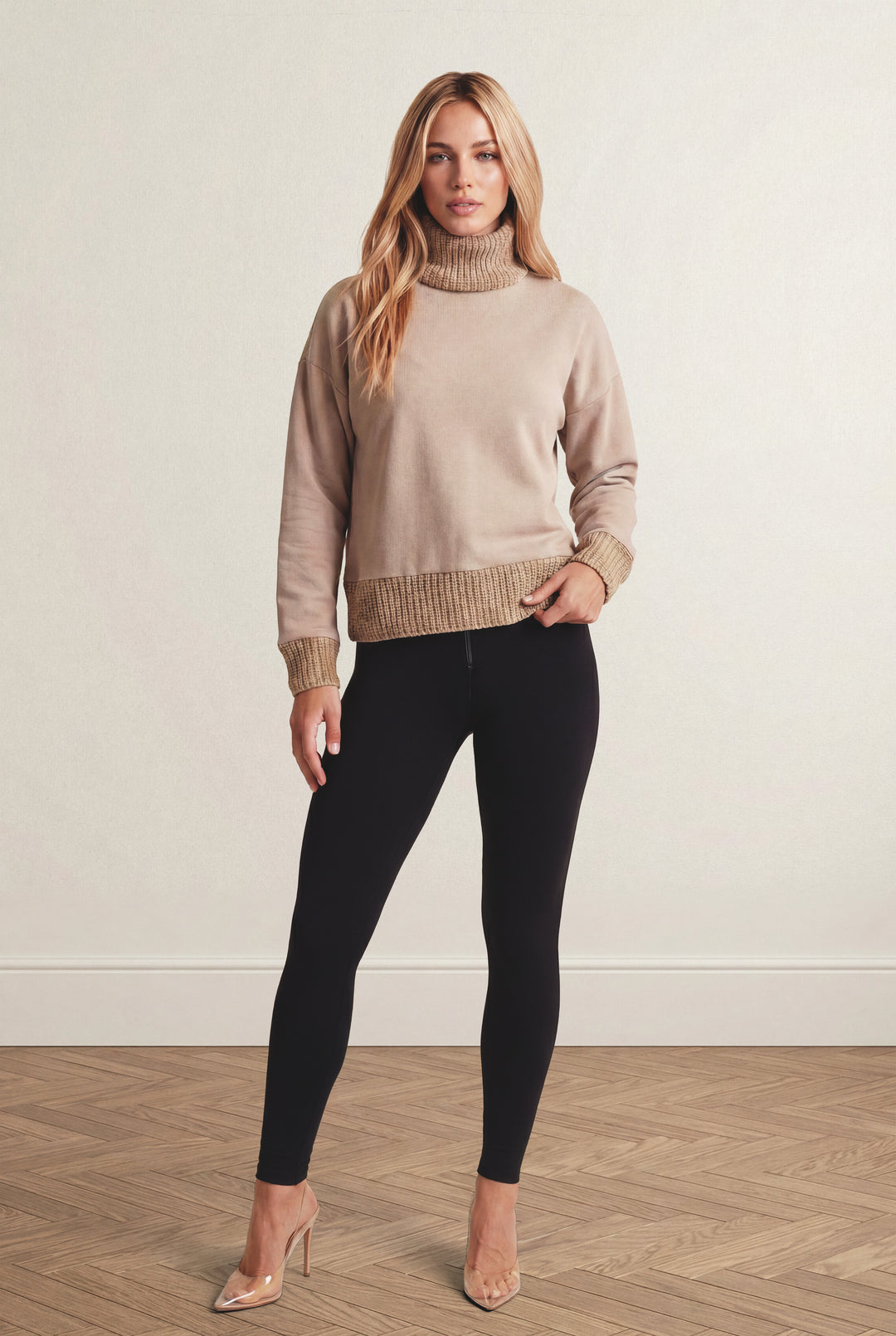 WRUP2HC002ORG-J7N Zwarte WR.UP® met Hoge Taille en Zip in Denim Look