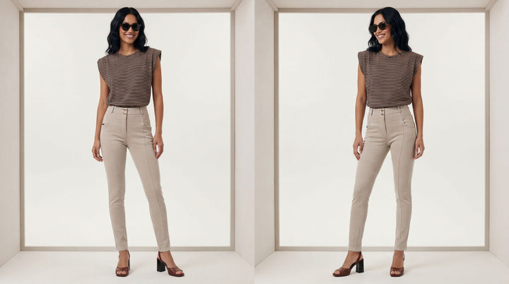 (WRUPSNUG1SHF314-I42) ♡ Off-White Geweven Denim WR.UP® Jeans met Hoge Taille ♡