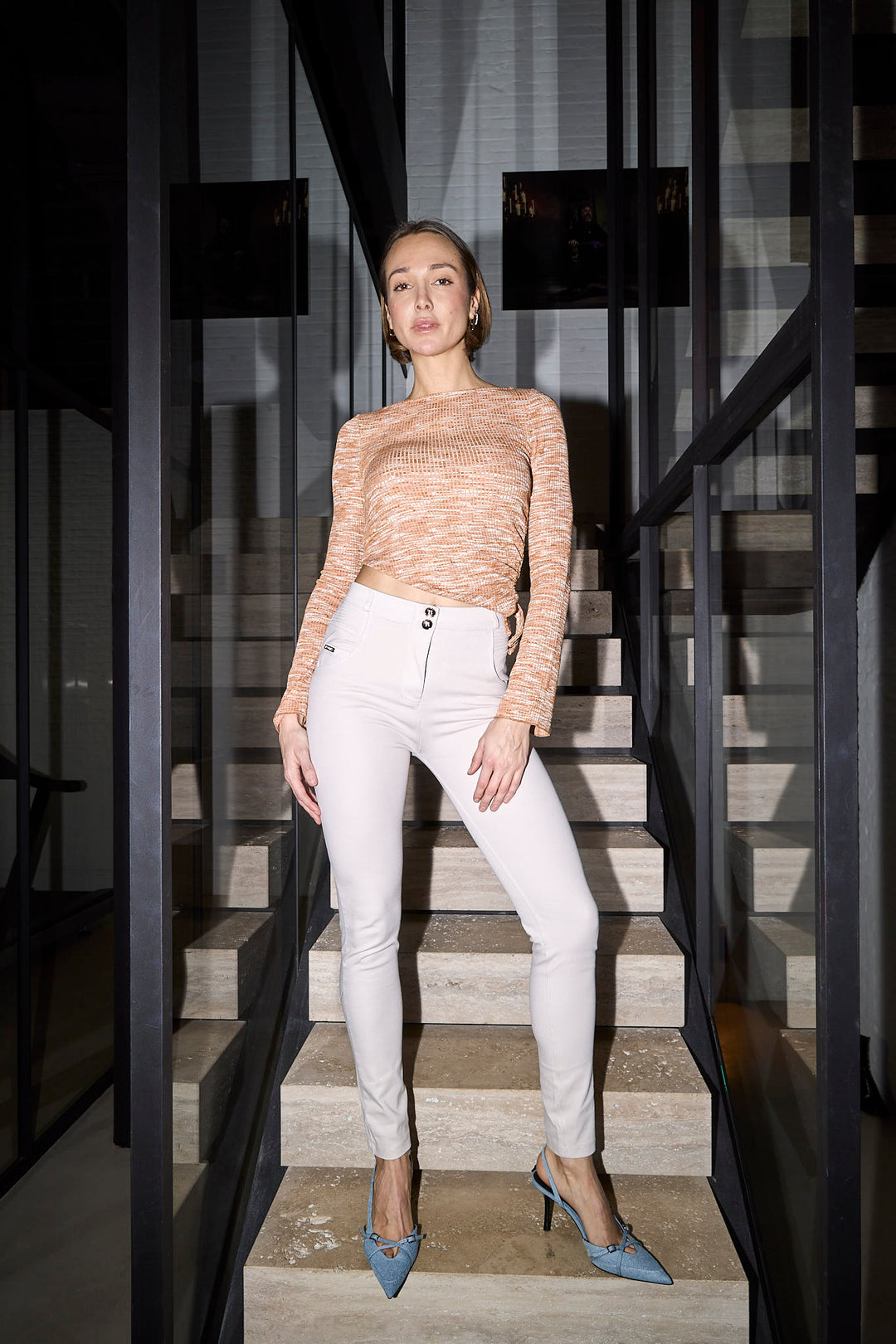 (WRUPSNUG1SHF314-I42) ♡ Off-White Woven Denim WR.UP® Jeans met Hoge Taille ♡