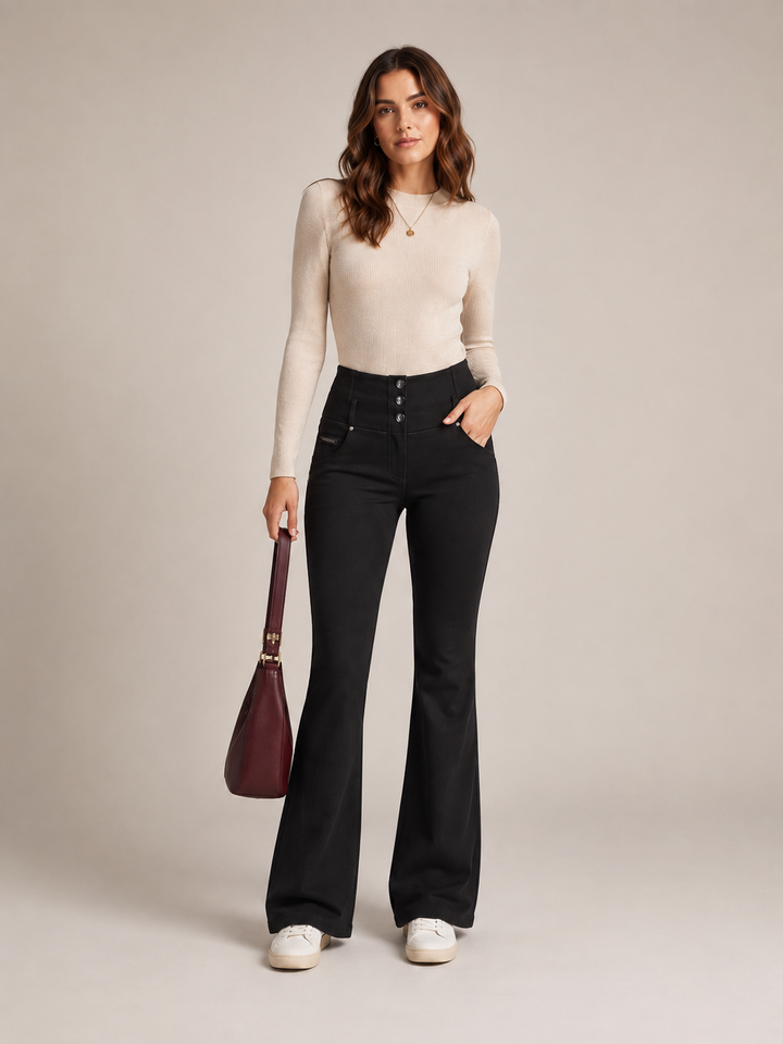 (WRUPSNUG29SHF324-N) Woven Denim Flared WR.UP® Jeans met Hoge Taille