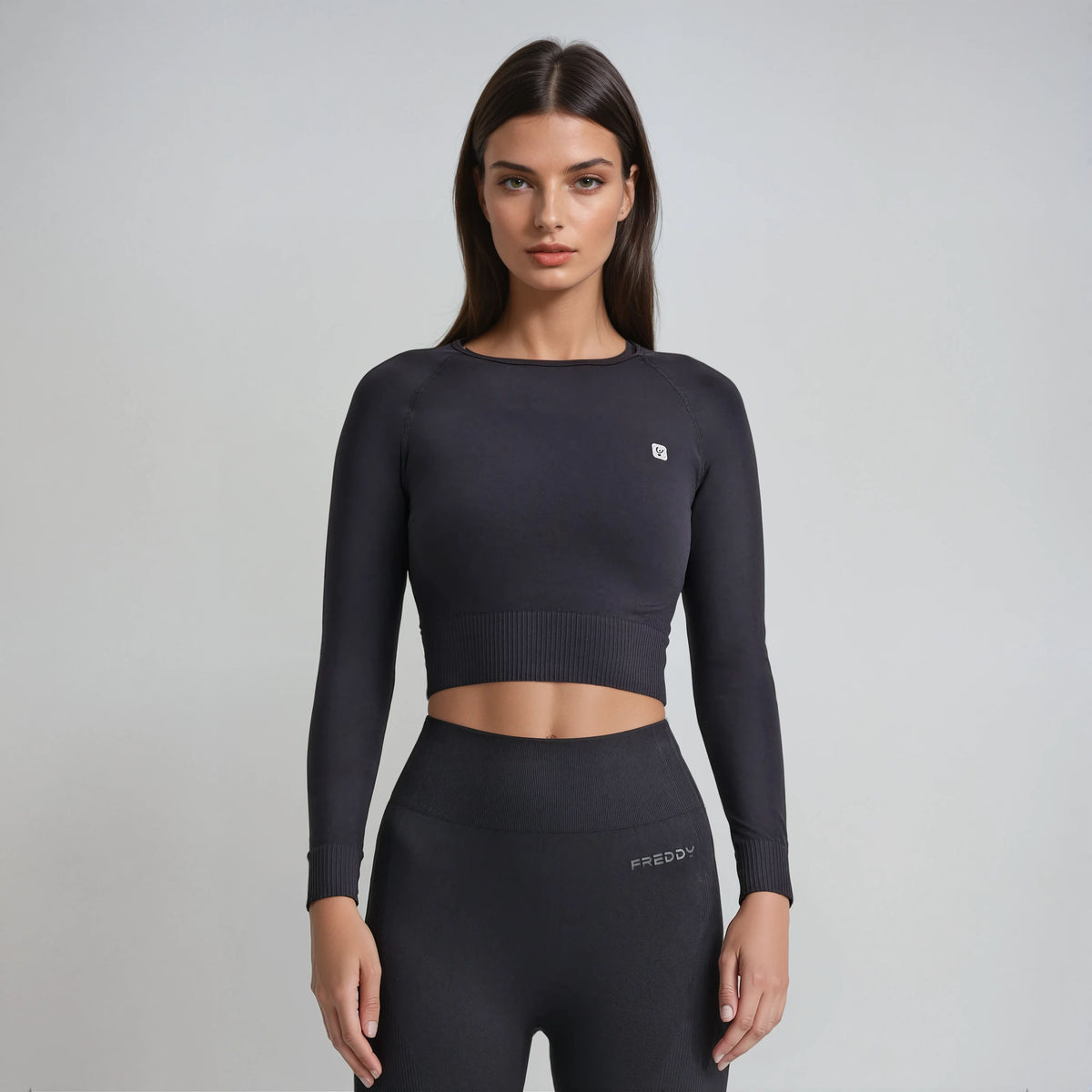 (F3WSFT3-N) Seamless Cropped Top with Long Sleeves enlarged