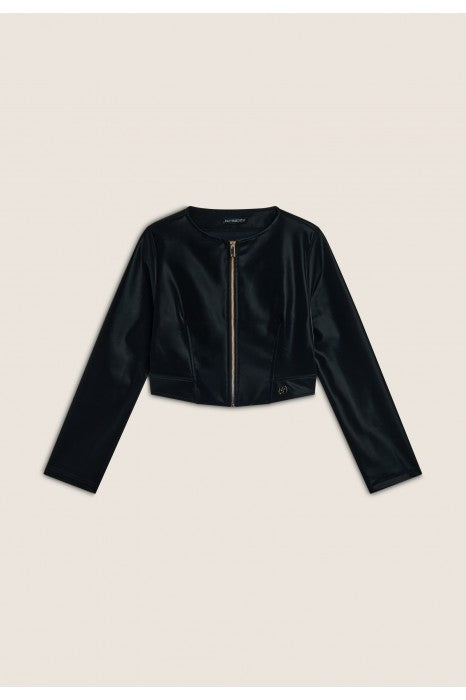 (F4WTWJ9-N) Stoer Satin Look Leather Jasje ♥ enlarged