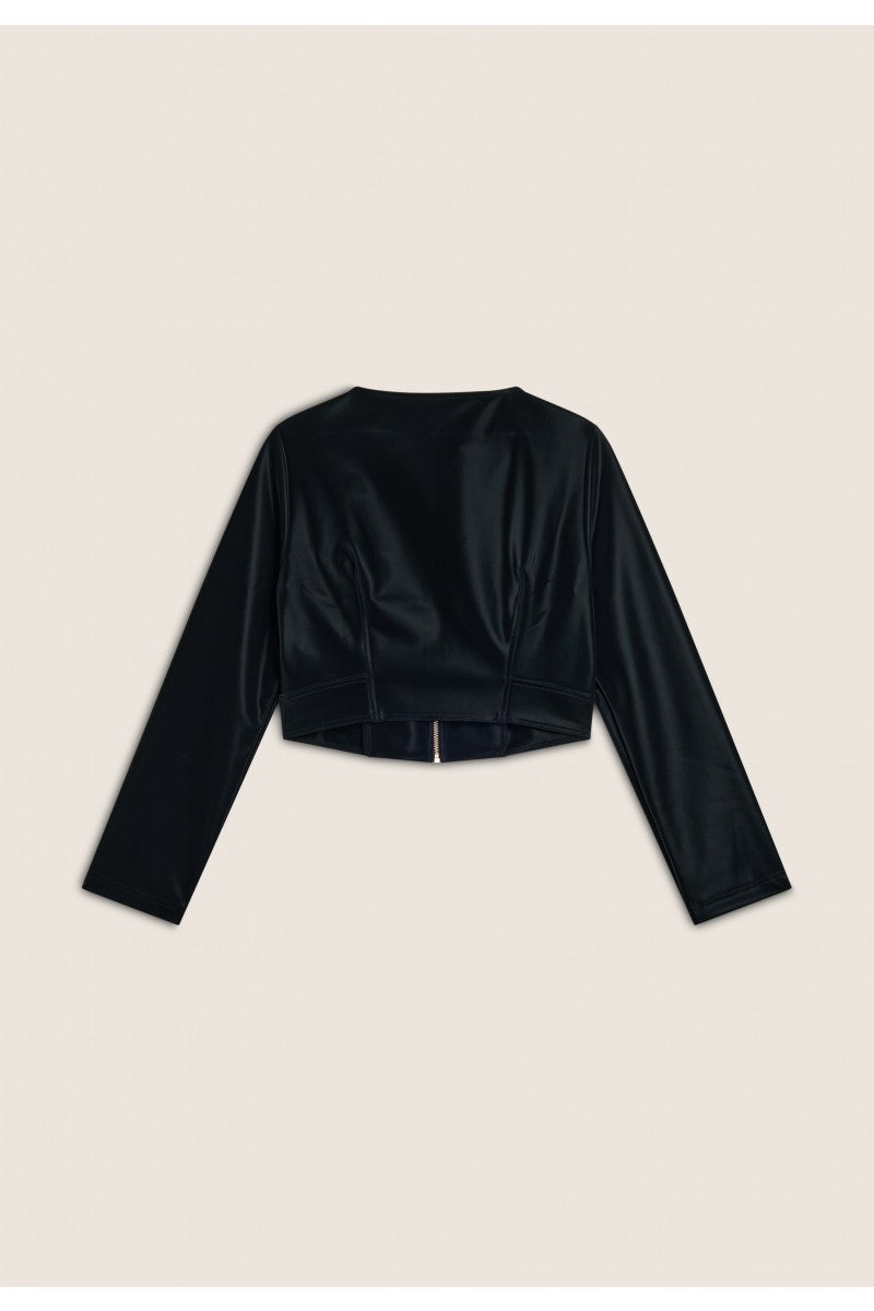 (F4WTWJ9-N) Stoer Satin Look Leather Jasje ♥ enlarged