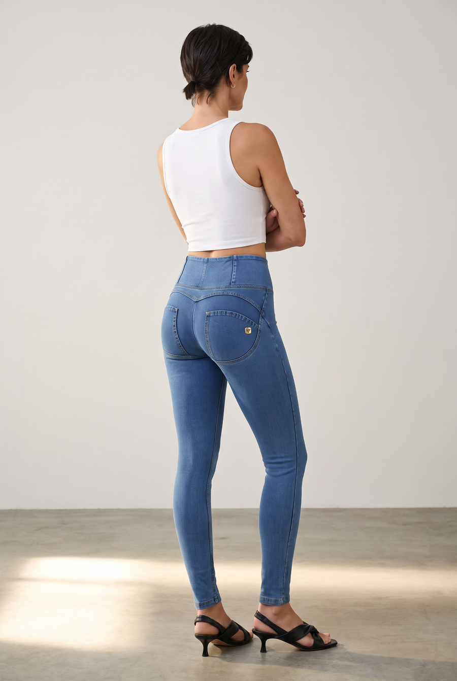 Denim look WR.UP® met Hoge Taille en Ritssluiting achterkant