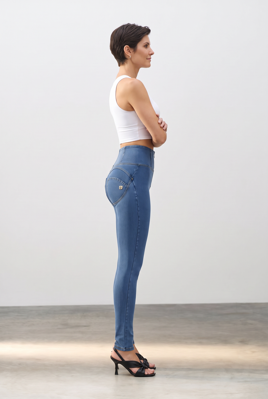 Denim look WR.UP® met Hoge Taille en Ritssluiting