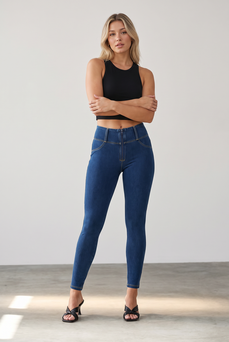 Denim stetch Skinny Ankle length Blue Denim pant