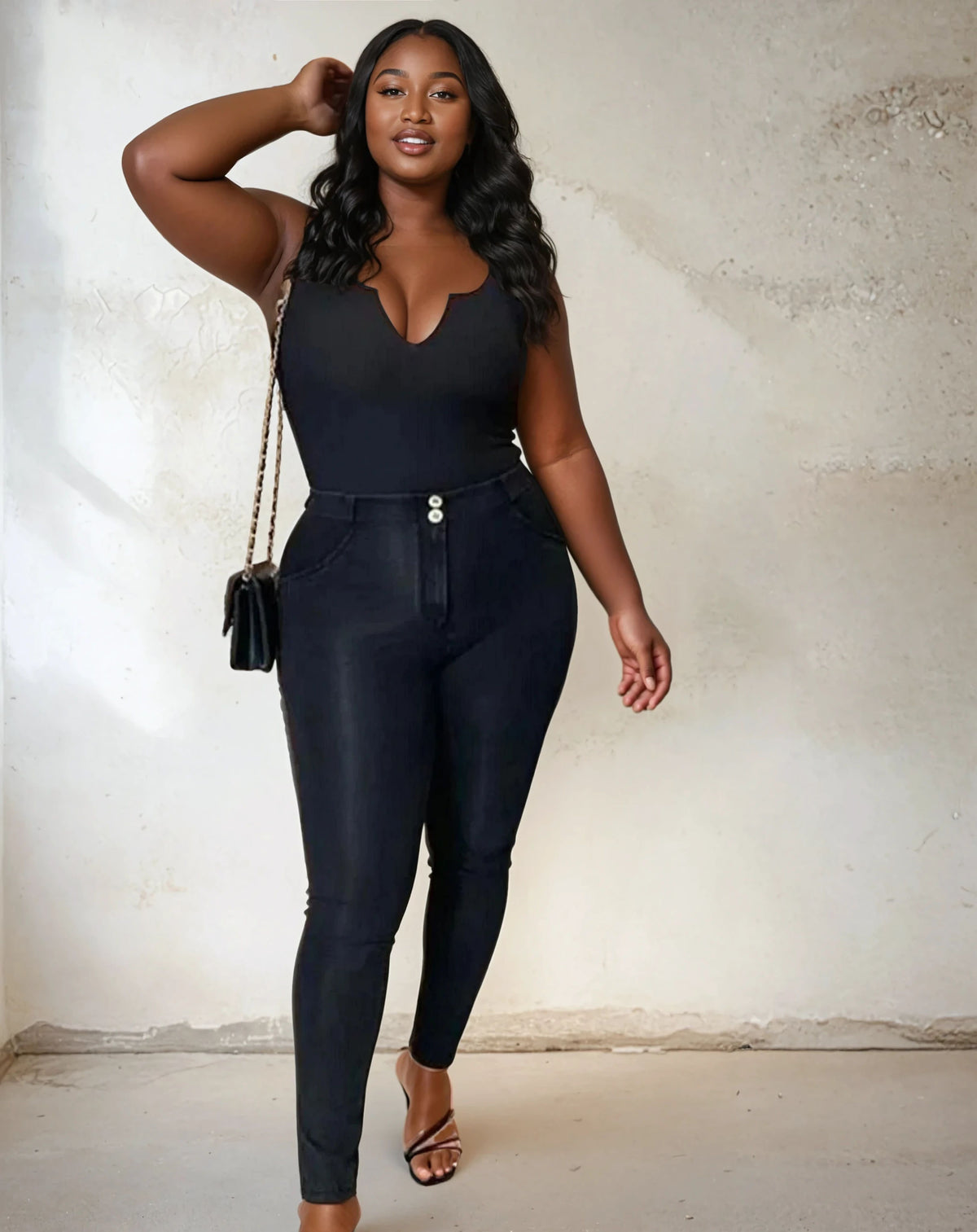 (WRUP4RC002ORG-J7N) Denim Look Regular Waist WR.UP® in Enkel Lengte enlarged