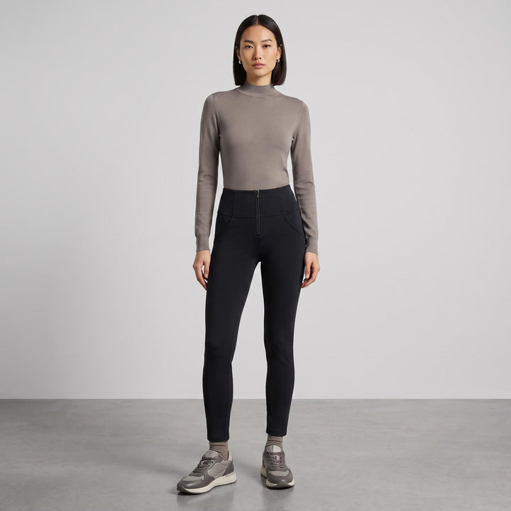 (WRUP2HF2564-N) Nylon Jersey Stretch Skinny Black pant
