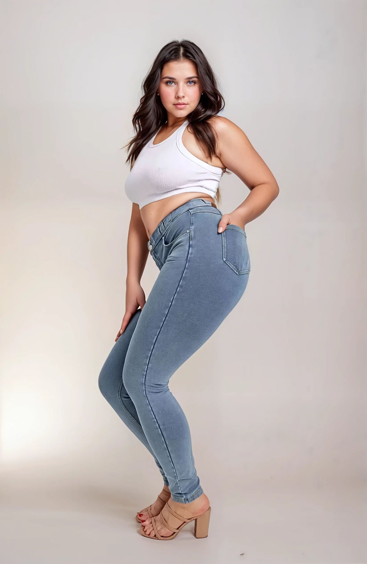 (NOW1MC002ORG-J4Y) NOW® Mid Waist Jeans avec boutonnière agrandi