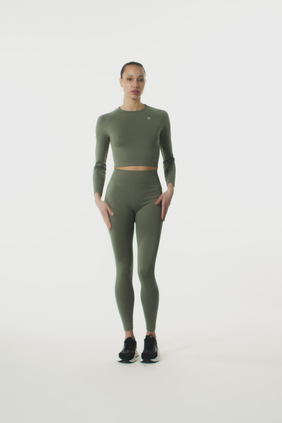 (SF5HF315-V52) Seamless High Waist Ankle-Length Leggings in Ribbed Fabric