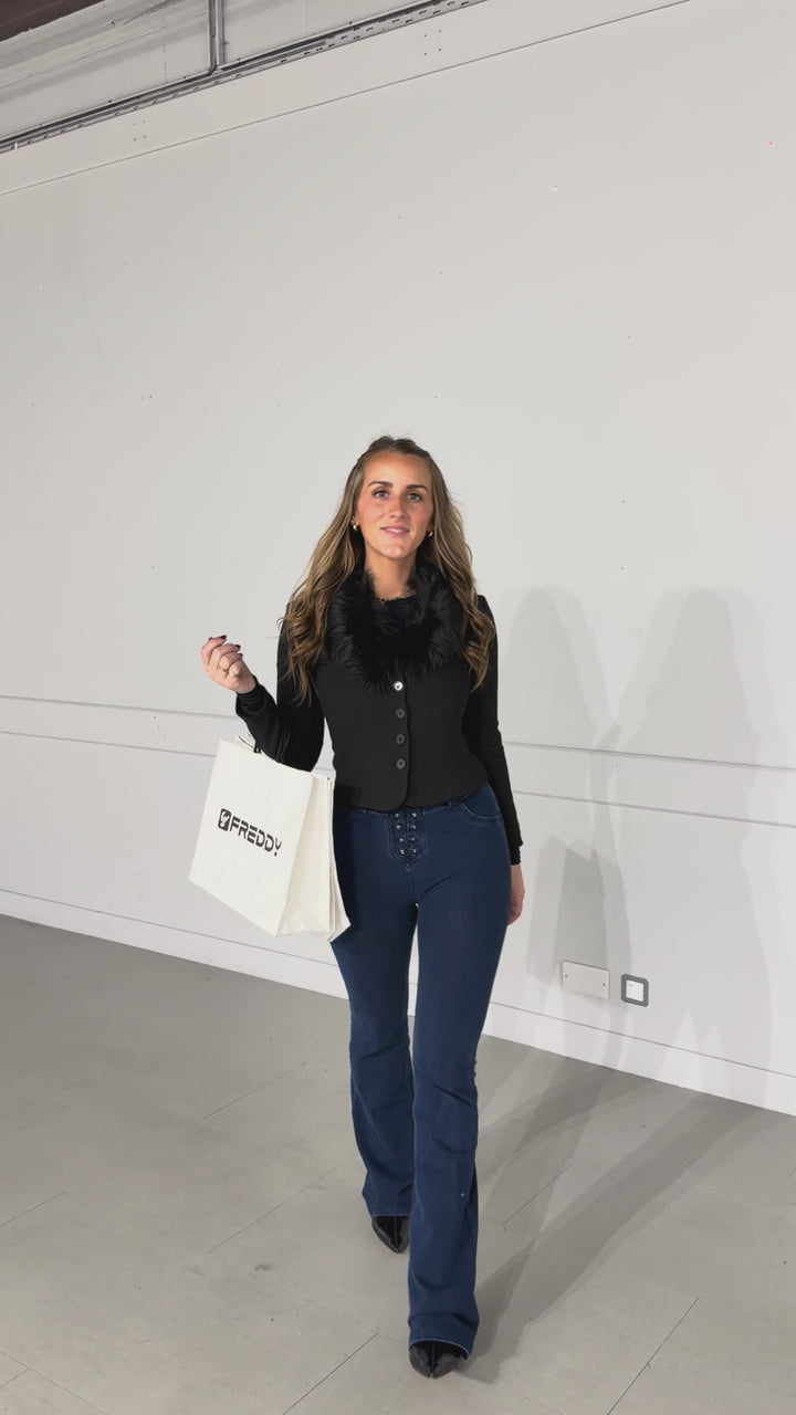 (WRUP11HF2573-J0B) Denim Stretch Organic cotton Flare Fit Blue Denim pant