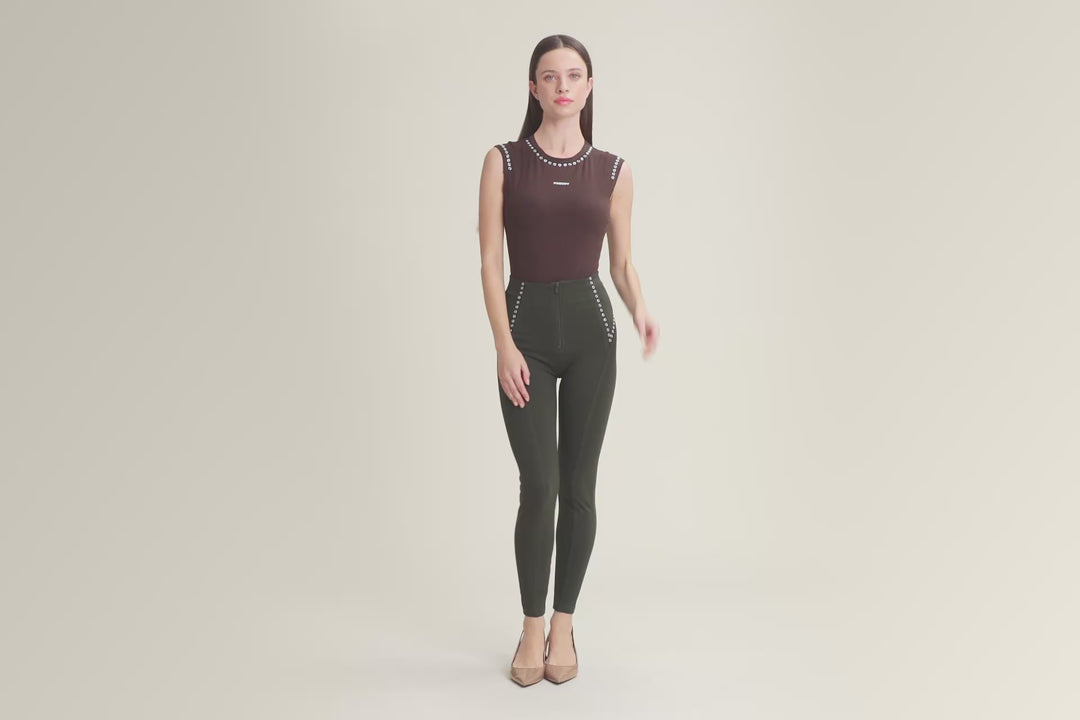 (WRUP11RMF2521-V143) Organic Cotton Heavy Jersey stretch Flare Fit Green pant