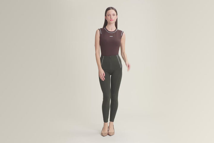 (WRUP11RMF2521-V143) Organic Cotton Heavy Jersey stretch Flare Fit Green pant