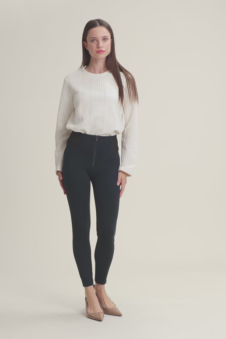 (WRUP4HF2522-B109) Organic Cotton Heavy Jersey stretch Skinny Ankle length Blue pant