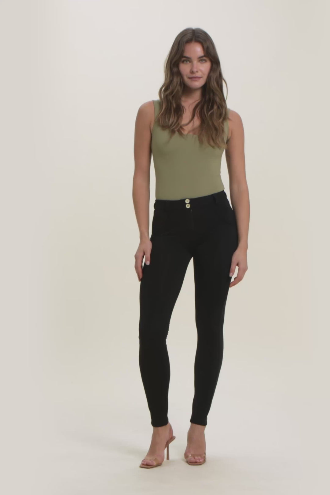 (WRUP1RF2563-N) Nylon Jersey Stretch Skinny Black pant