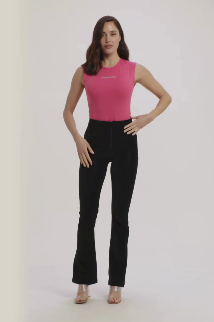 (WRUP47HF2576-N) Recycled faux leather Flare Fit Black pant