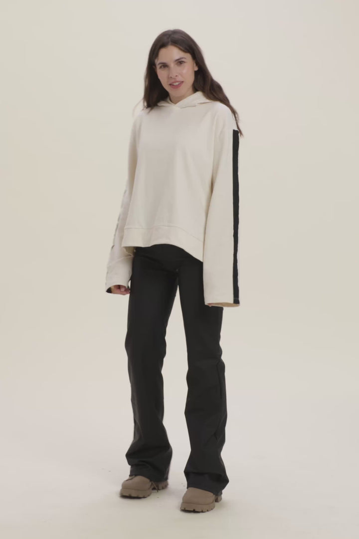 (WRUP11HF2572-N) Recycled faux leather Flare Fit Black pant