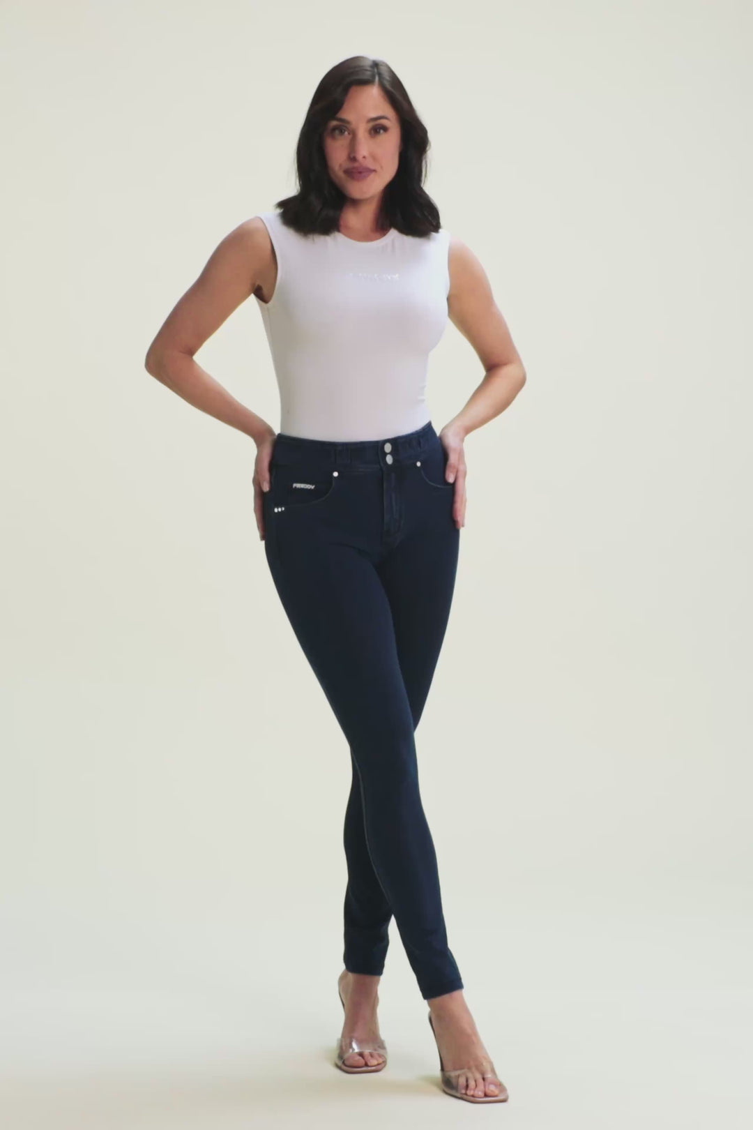 (NOW1MC002ORG-J0B) N.O.W.® Mid Waist Jeans met Knoopsluiting