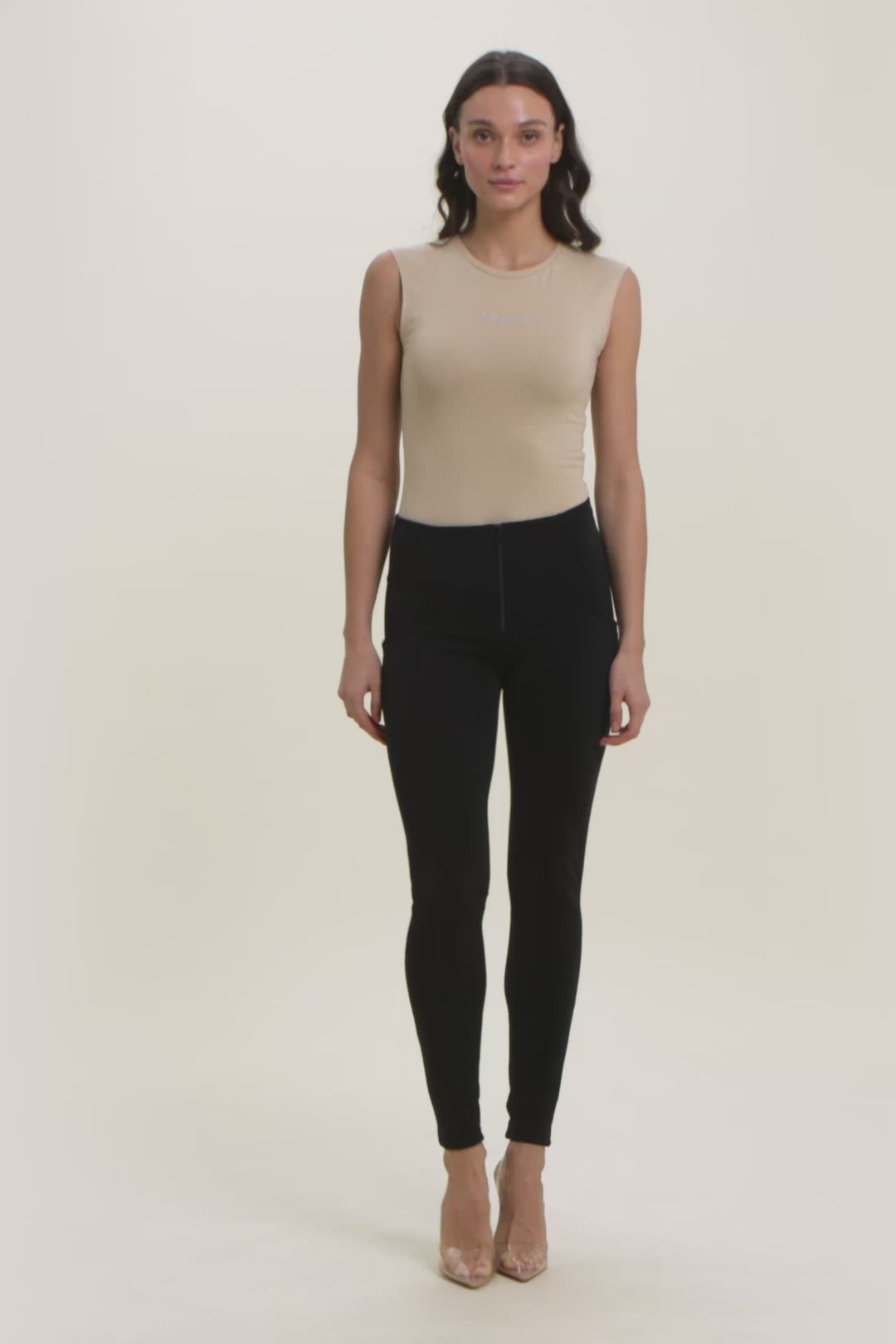 (WRUP2HF2564-N) Nylon Jersey Stretch Skinny Black pant