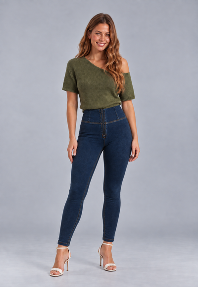(WRUP2HC002ORG-J0Y) Denim look WR.UP® met Hoge Taille en Ritssluiting