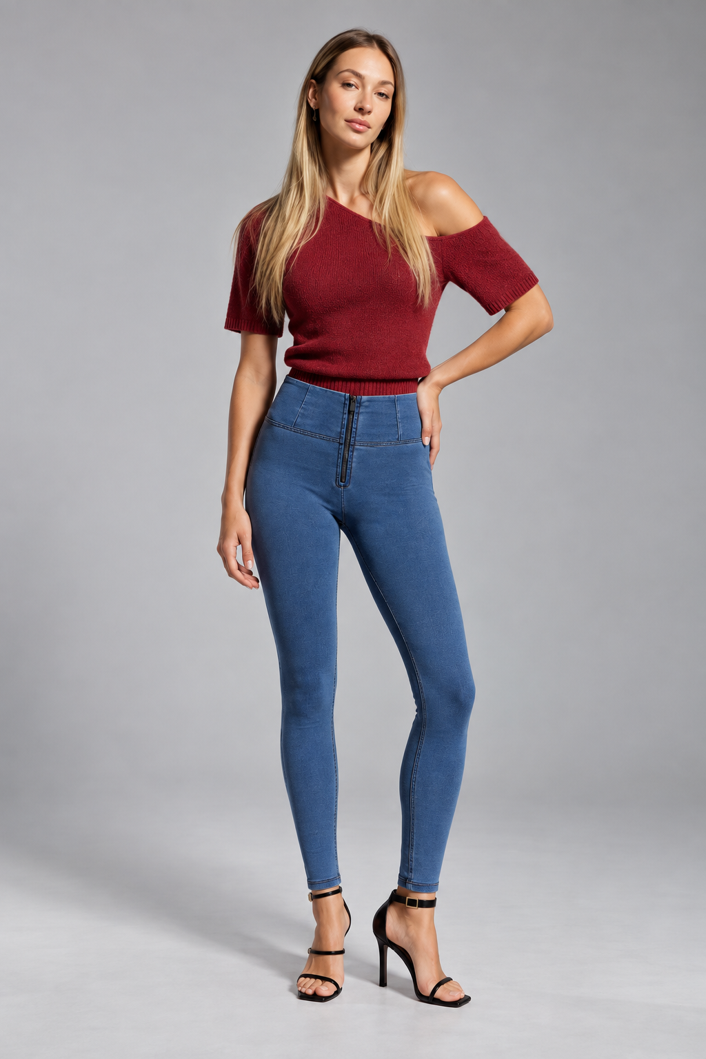 blue jeans denim stretch skinny shaping 