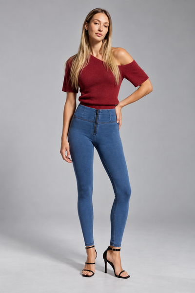 blue jeans denim stretch skinny shaping 