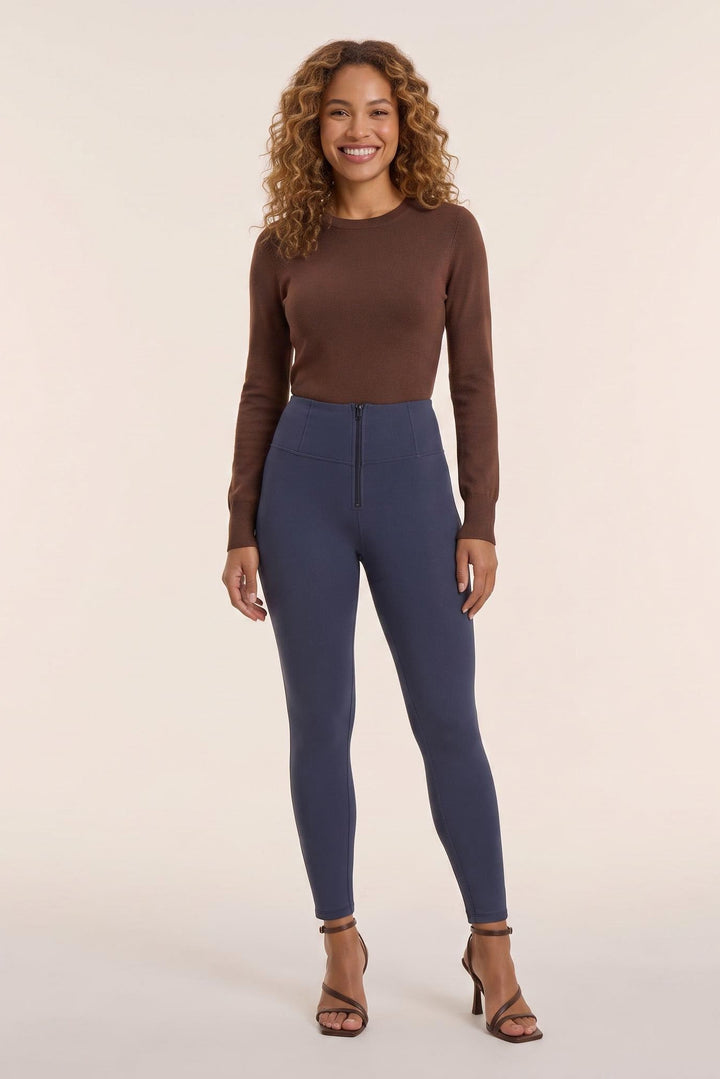 (WRUP4HC001ORG-B94) Biologisch katoen zware jersey stretch skinny enkelbroek blauw
