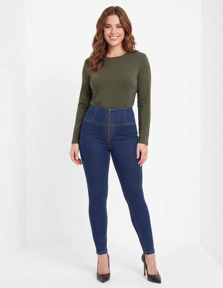 (WRUP4HC002ORG-J0Y) Jeans met stretch, skinny, enkellengte, blauw denim