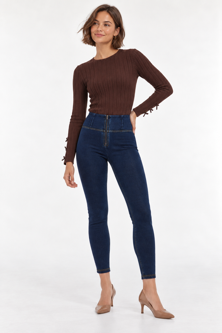 (WRUP4HC002ORG-J0Y) Denim stetch Skinny Ankle length Blue Denim pant