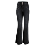 (WRUPSNUG29SHF325-J7N) Woven Denim flared WRUP® Jeans met Hoge Taille