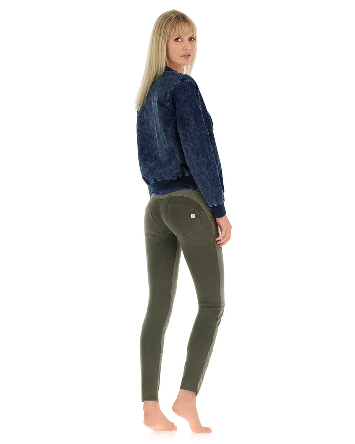 (WS347L01H02-J0M)Bomber With Contrast Lining In Denim With Acid-Washed Effect