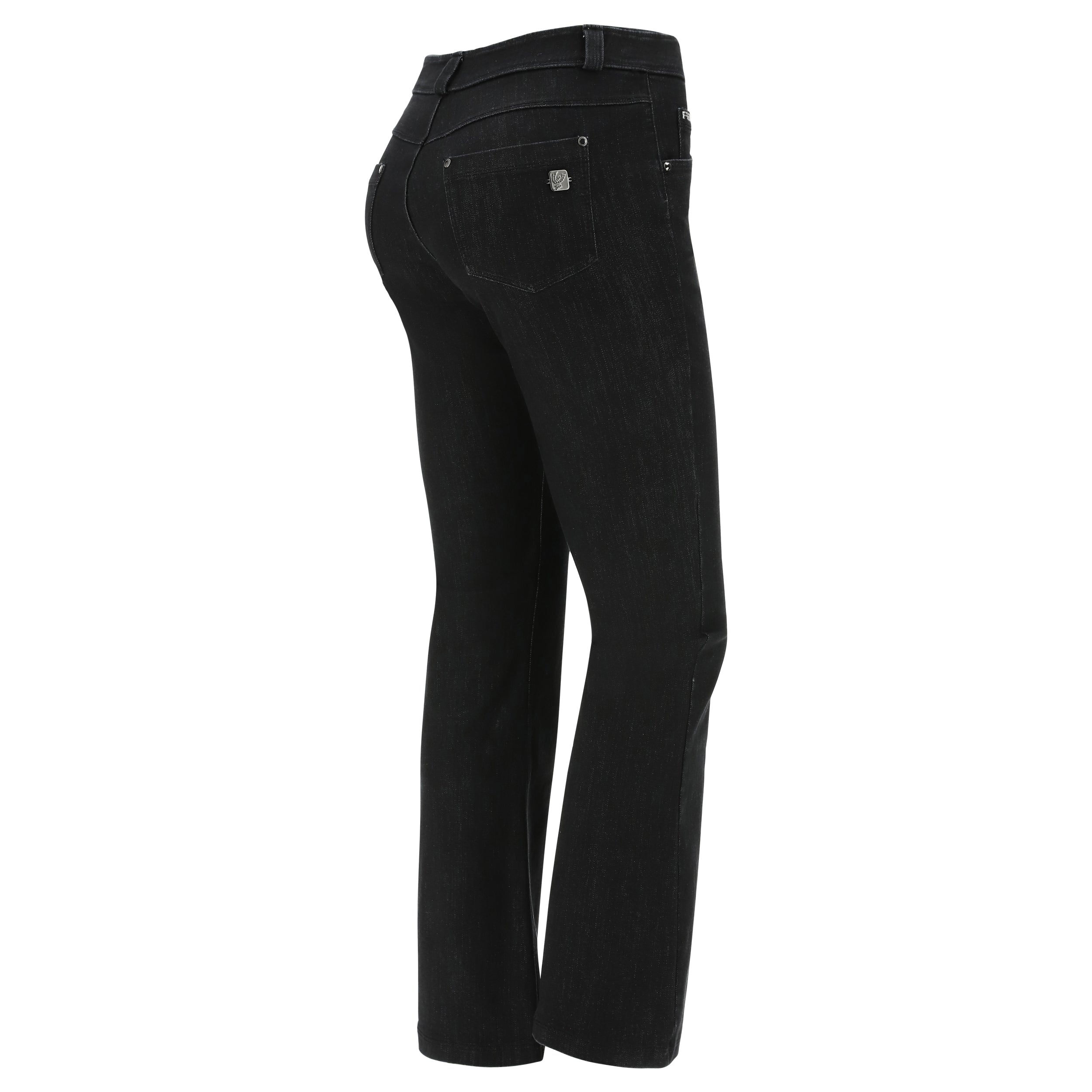 (BLACK13RF103-J7N) Cropped Flare FREDDY BLACK Jeans in Stretch Black Denim