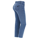 (BLACK14RF104-J4B) Denim FREDDY BLACK Jeans with a Cropped Straight Leg and Frayed Hem