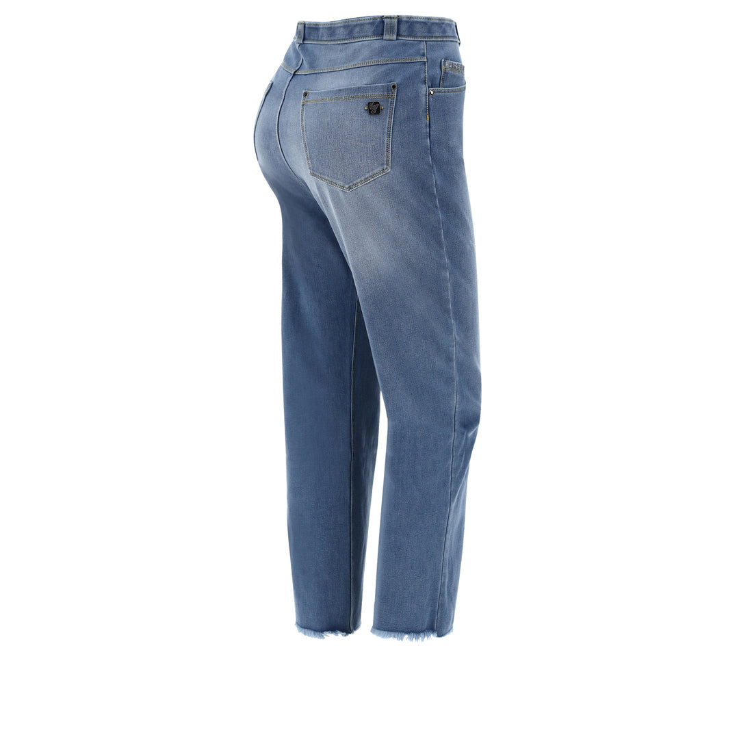 (BLACK14SHS208-J4Y) Freddy Mom Fit Jeans, Super High Waist And Wide Fringed Bottom