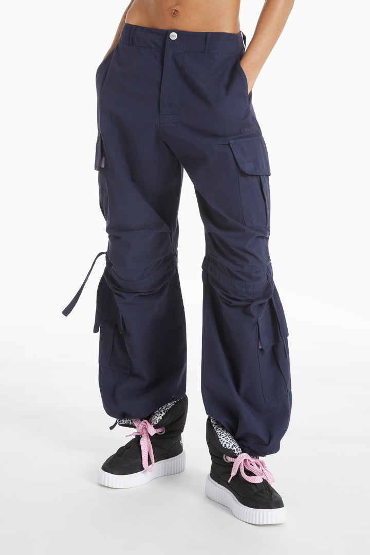 (BRITNEYF301-B94X) Freddy Poplin Cargo Pants with side pockets in Blue