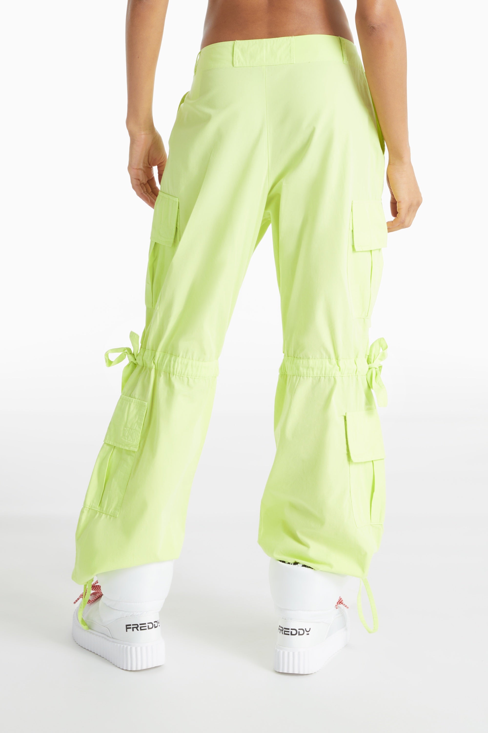 (BRITNEYF301-D81X) Freddy Poplin Cargo Pants with side pockets in Lime Green