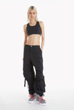 (BRITNEYF301-NX) Freddy Poplin Cargo Pants with side pockets in Black