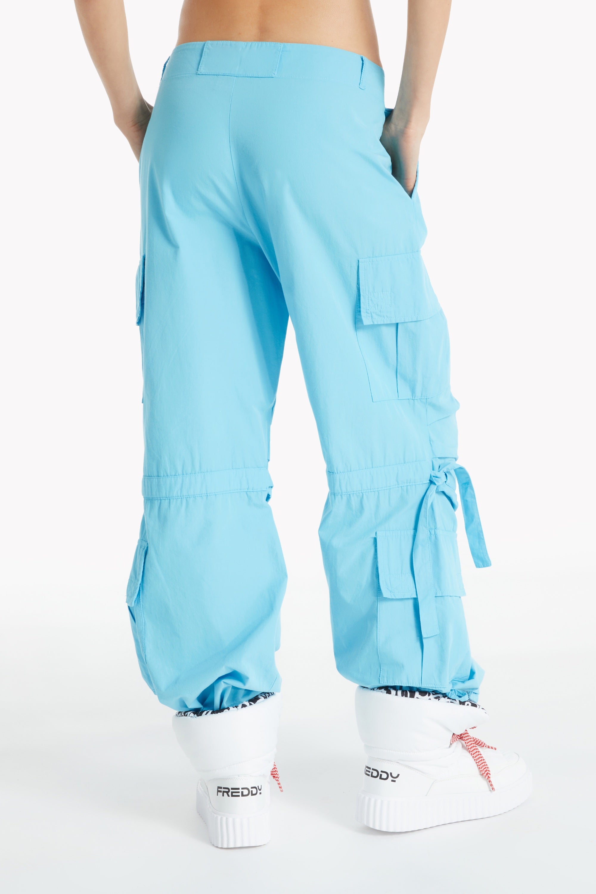 (BRITNEYF301-T42X) Freddy Poplin Cargo Pants with side pockets in Light Blue