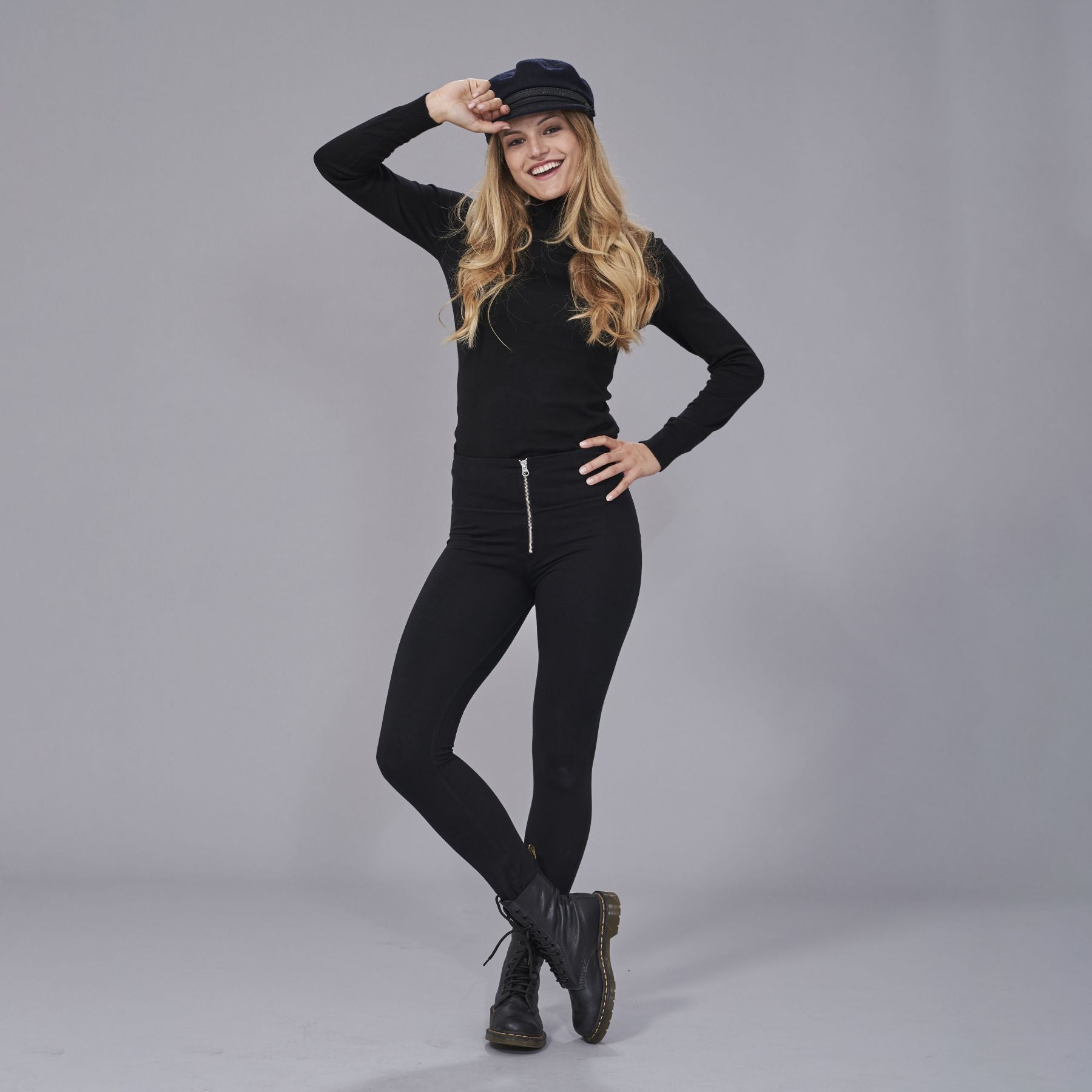 (WRUP1HC01E-N)WR.UP® BLACK PANTS IN STRETCH COTTON WITH HIGH WAIST AND SKINNY FIT