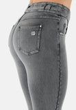 NOW5MF217-J3G Grijze N.O.W.® Jeans met een Hippe Ritssluiting in Enkel Lengte