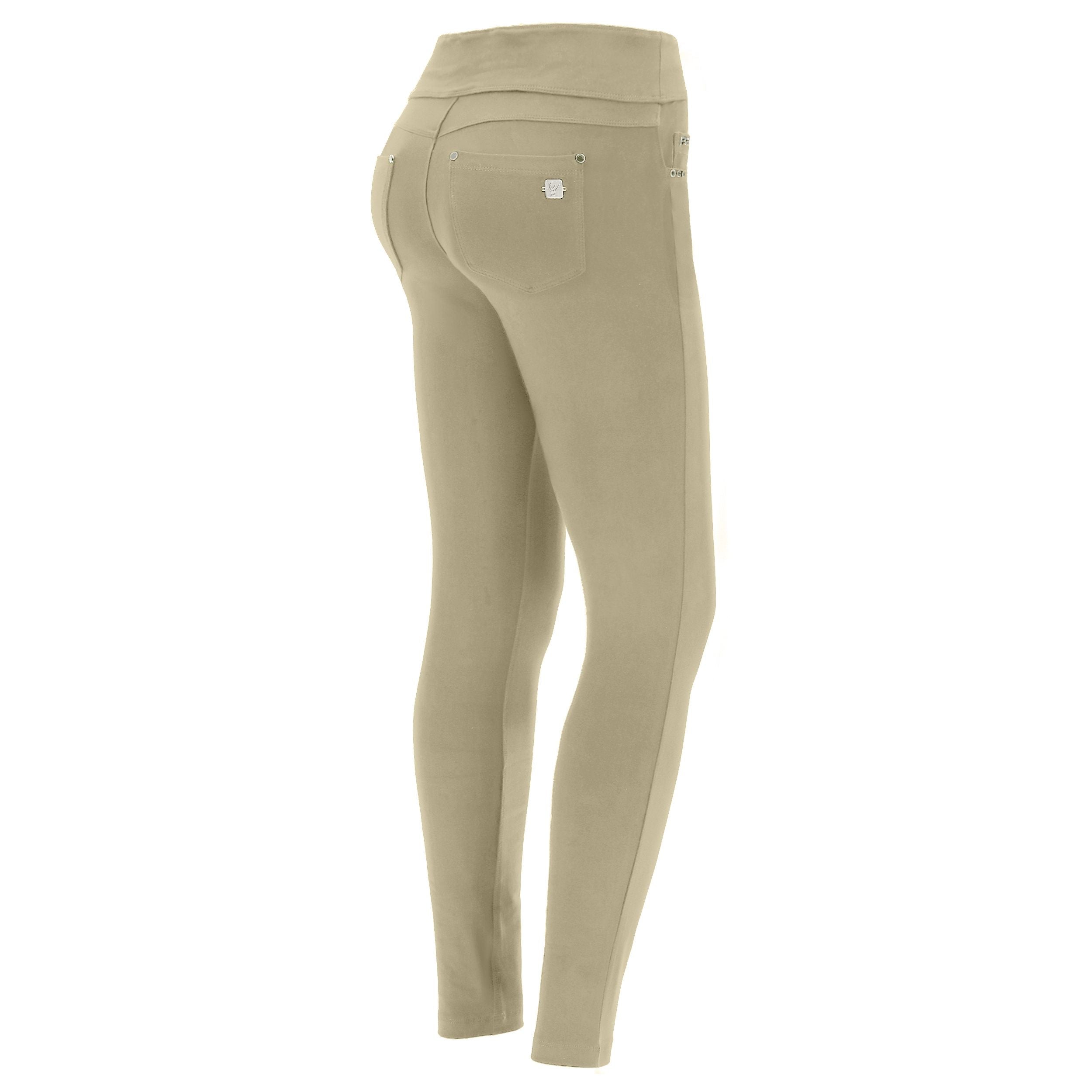 (NOWY1MC001-Z109) Beige Slim-Fit N.O.W.® Cotton Trousers With A Foldable Waist
