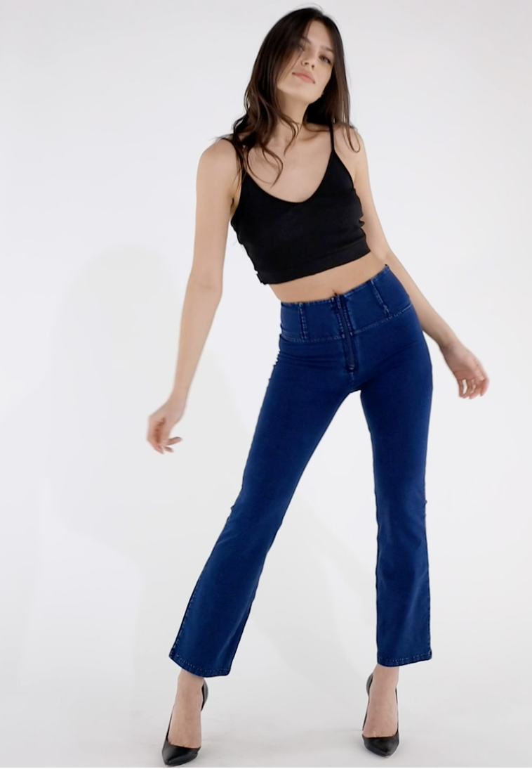(WRUP14HS269-J0B)WR.UP® Push Up Jeggings With High Waist Flared Cropped Bottom