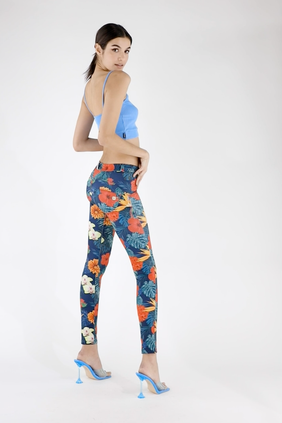 (WRUP1RS254-FLO22) WR.UP® Push Up Trousers With Eco-Friendly Breathable Floral Fabric