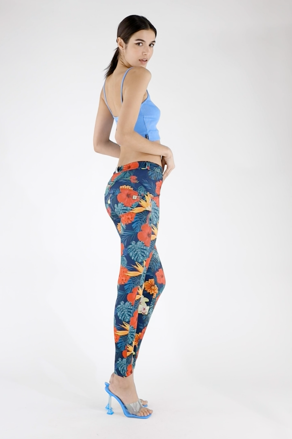 (WRUP1RS254-FLO22) WR.UP® Push Up Trousers With Eco-Friendly Breathable Floral Fabric