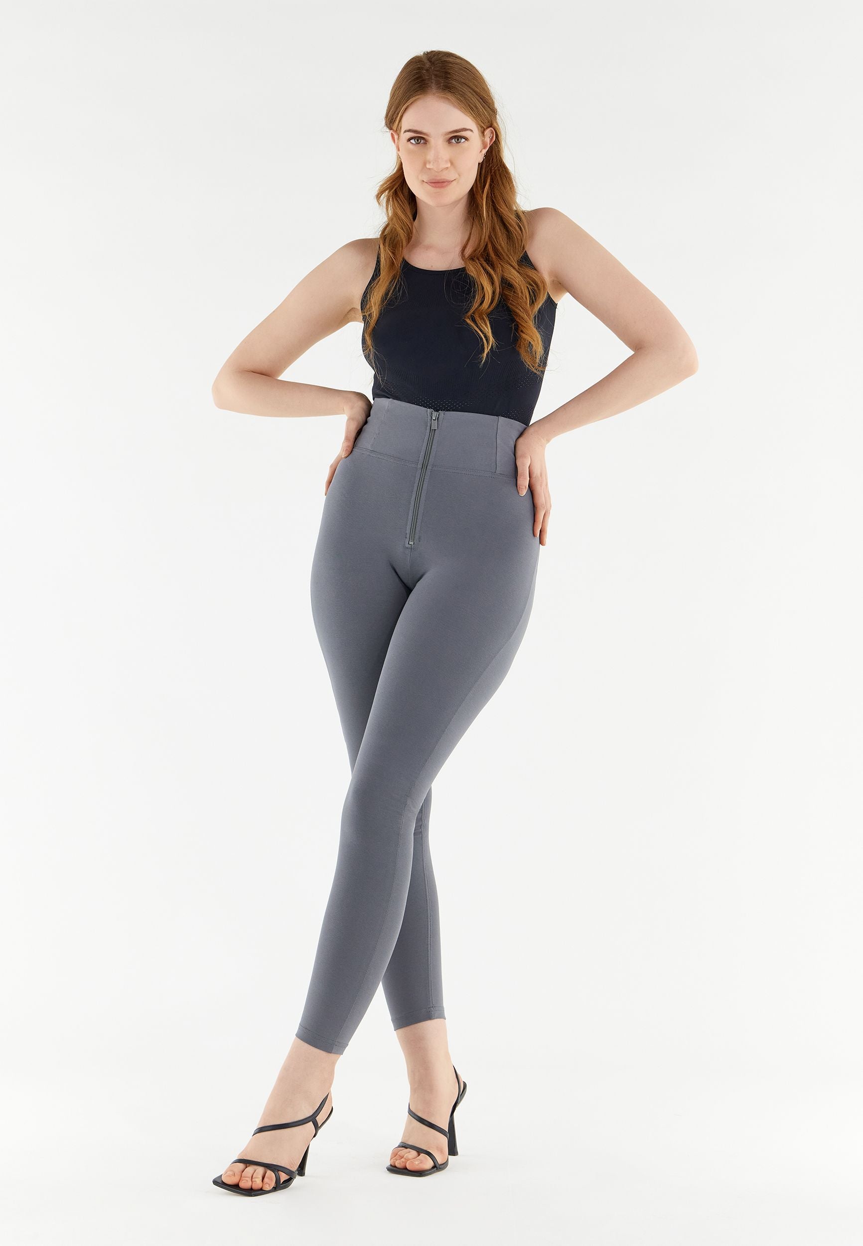 (WRUP1HC001NS-G14) WR.UP® Curvy Push Up Organic Cotton Trousers With High Waist